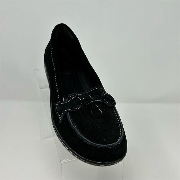 Osslue Women's Black Suede Slip-On Penny Loafers Size 8 Cushioned Insole Tassel - Picture 2 of 14